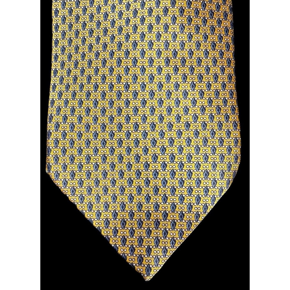Italo Ferretti Silvi Marina Silk Tie Yellow Blue Geometric Designer Luxury